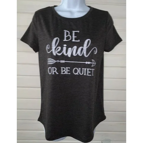 NWT Maurices Sz XS Be Kind Or Be Quiet Graphic Tee Gray Heather S/S - Picture 1 of 10